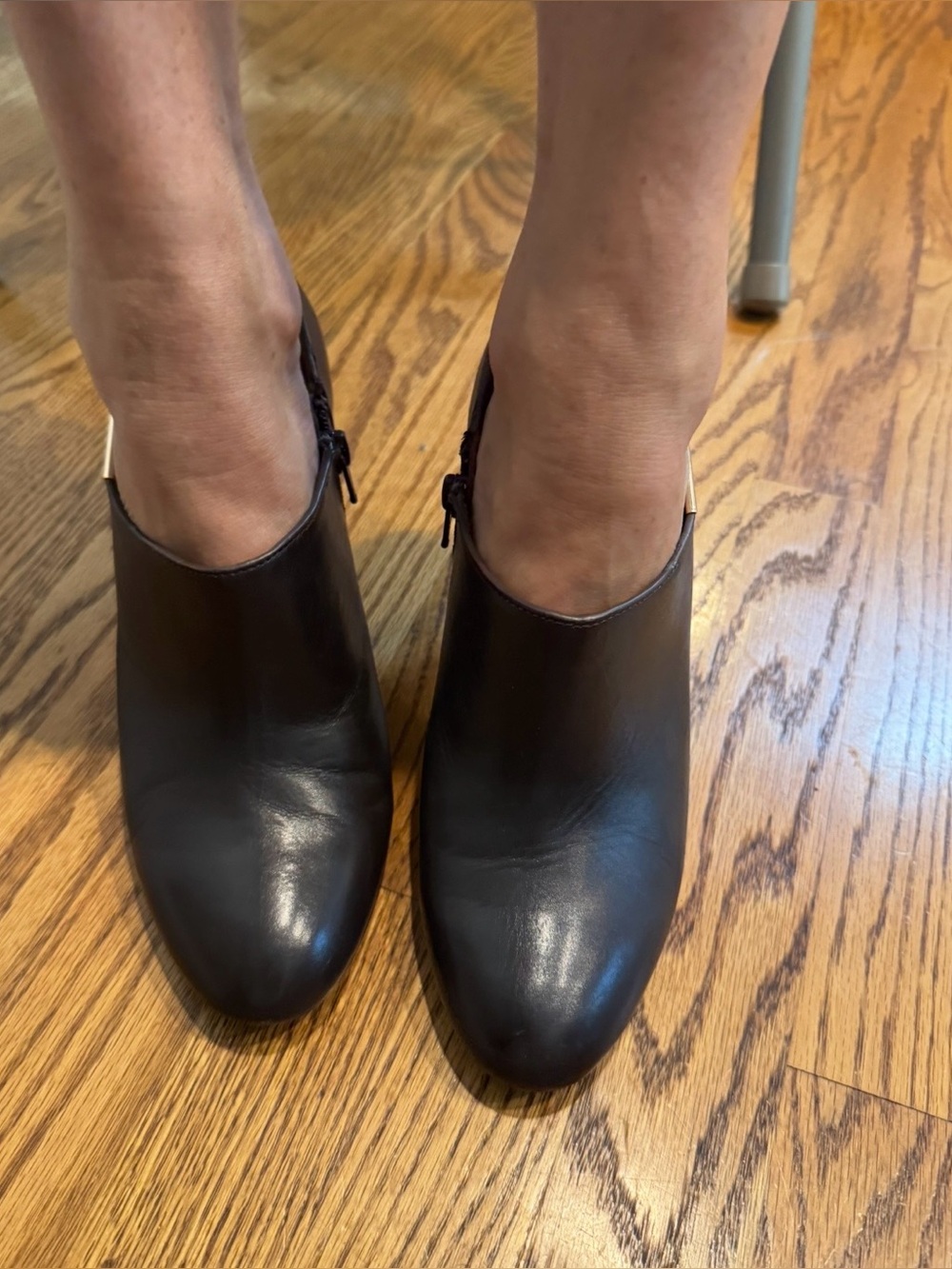 Coach Dark Brown Leather Ankle Booties with Gold Accent - Picture 8 of 12